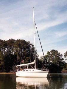 Moondance at anchor off Smith Creek, June 1999