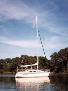 Moondance at anchor off Smith Creek, June 1999